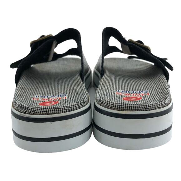 VINTAGE Y2K Hanes Sport Women's US 8 Black Double Strap Platform Slides - Picture 5 of 8